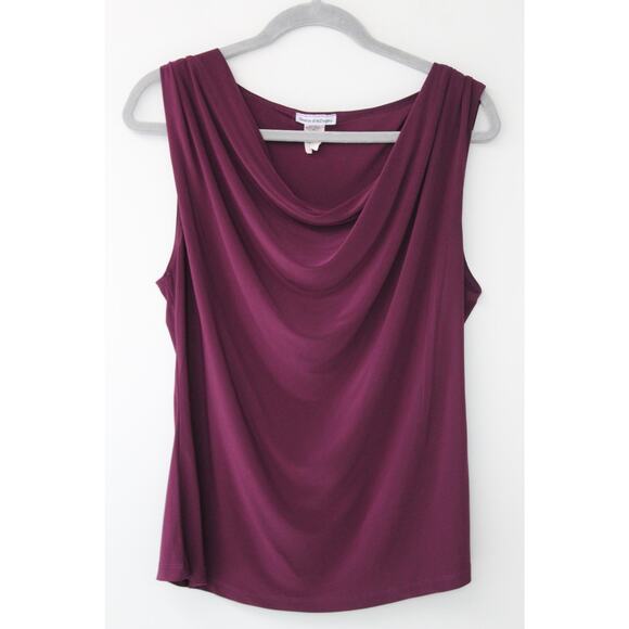 Vintage Bleeker & McDougal Plum Draped Cowl Neck Sleeveless Top L - Picture 1 of 5